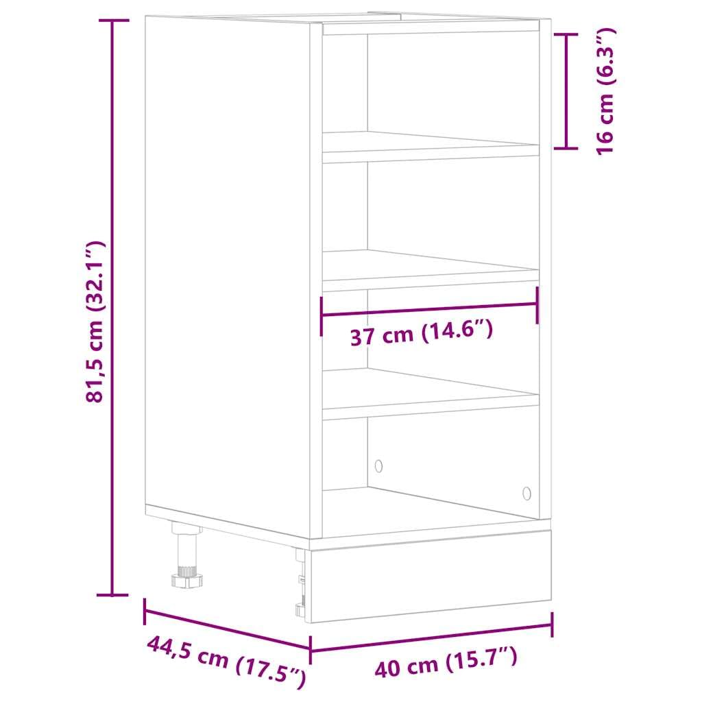 vidaXL Unterschrank Riga Schwarz 40x44,5x81,5 cm Holzwerkstoff,Küchenschrank, Gastronomieschrank, Gastro Möbel, Küchenmöbel, Aufbewahrungsschrank
