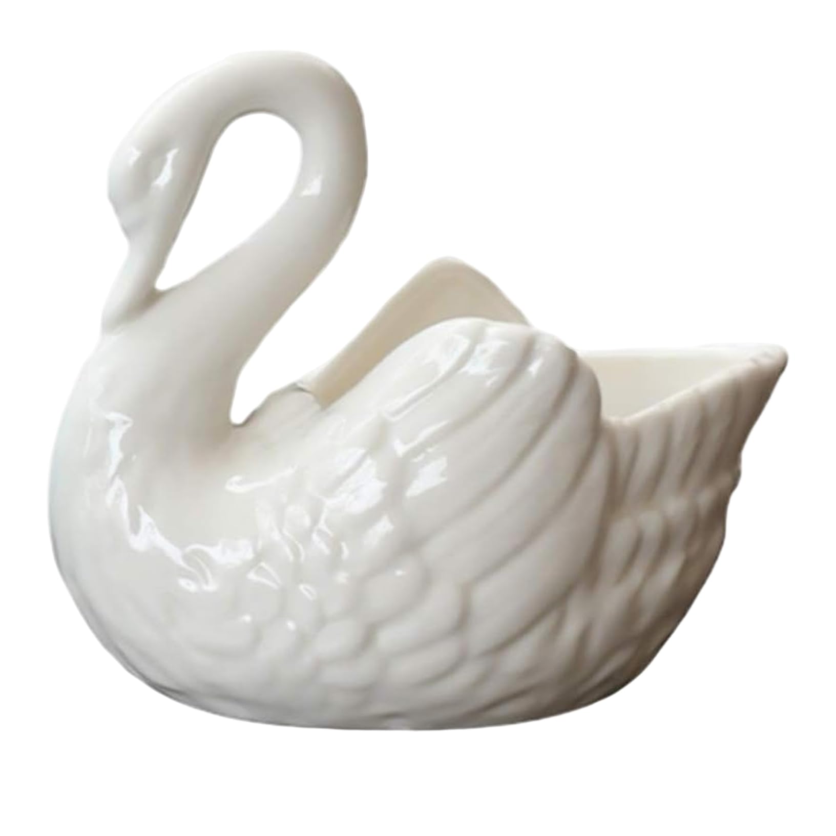 Takingup Ceramic Swan, White Swan Planter Ceramic Vase with Drainage Hole for Succulents, Decorative Indoor & Outdoor Desktop Planter Home Decor