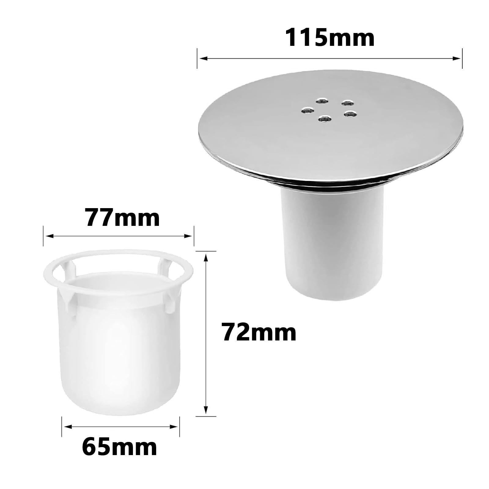VZU Shower Drain Cover, 90 mm/115 mm Drain Fitting for Viega Tempoplex with Strainer Shower Drain Hair, Shower Drain Cover - Image 2