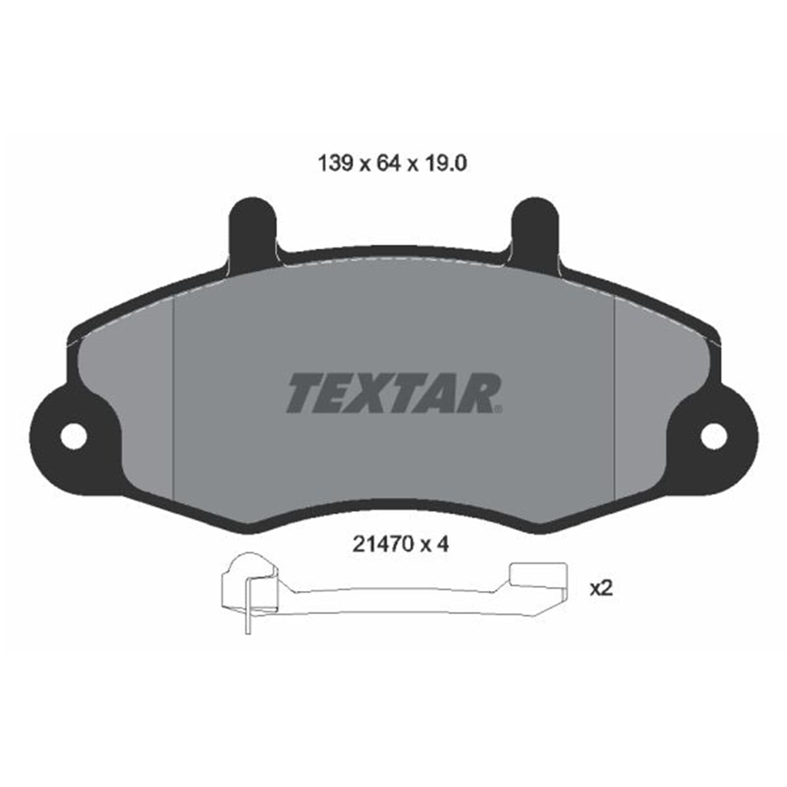 TEXTAR Juego de pastillas de freno Delantero con avisador acústico de desgaste con accesorios 2147002 Juego de pastillas de freno Compatible con FORD Transit Mk4 Bus E, VE83 Transit Mk4 Tourneo