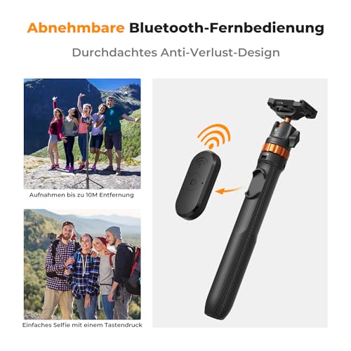 K&F CONCEPT Aluminium Selfie Stick,158CM Handy Stativ für Smartphone – Ansicht 4