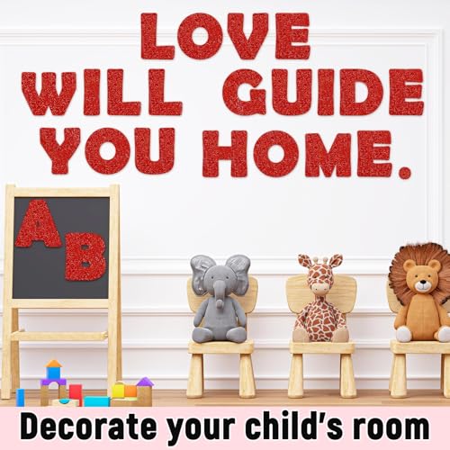 Image of Qyeahkj 150 PCS Large 6 inch Font Red Letters and Punctuation Set Glitter Classroom Alphabet Cutout for Valentines Bulletin Board Display Home School A Great Helper to Inspire Students' Learning Interest