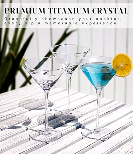 Martini Glasses - Hand Blown Crystal Cocktail Glass Set, Buy 2 Get 1 Free, Elegant Coupe Cocktail Glass with Stem, Perfect for Drinking Martini, Manhattan, Margarita - 6.8oz Bar Glasses, 3 Count…