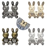4 Pairs Cute Rabbit Jeans Button Pins Large Rabbit Button Extender for Women Jeans No Sewing Detacha