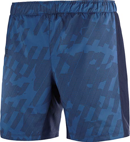 Salomon Men's Agile 2-in-1 Running Shorts, Poseidon/Night Sky/Print, M