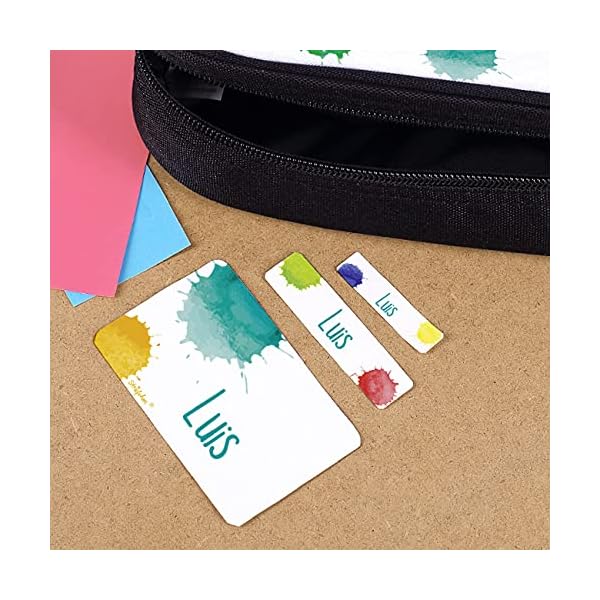 Striefchen® Schuletiketten mit Namen im 100er Pack - Farbklecks - ideal für das Beschriften von Heften und Büchern in… – Bild 5