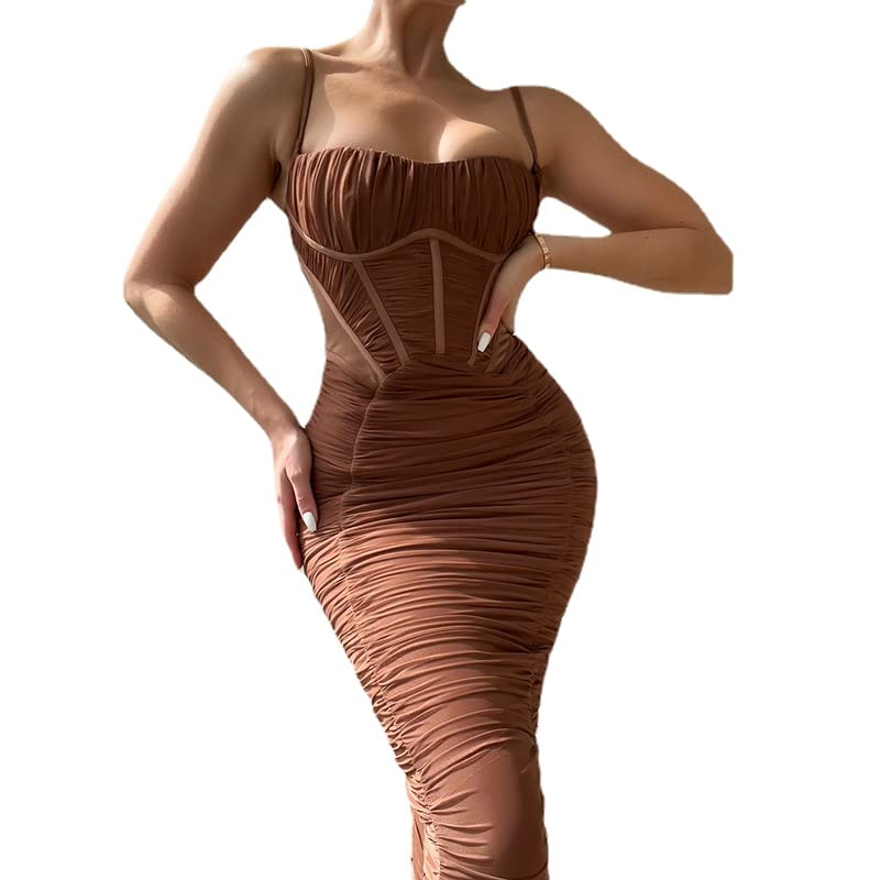 heyheyshine Women's Sexy Sling Ruffle Design Party Club Y2K Dress Wrap Sheath Dress