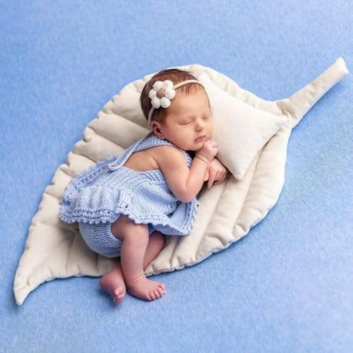 Xanewza Neugeborene Fotografie Requisiten Kissen Blatt Set Baby Fotoshooting Posing Blätter Kissen Crawling Baumwolle Kinderzimmer Teppich Bodenmatte für Fotostudio Zubehör
