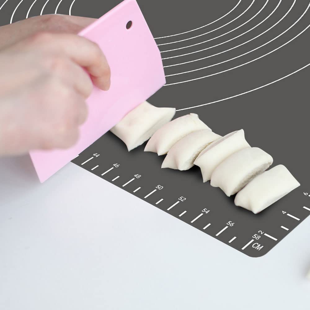 Tapis en Silicone pour La Cuisson, Rouleau À Pâtisserie Antiadhésif avec Mesures - Antidérapant, pour La Fabrication De Biscuits, Macarons, Pain Et Pâtisserie,Noir