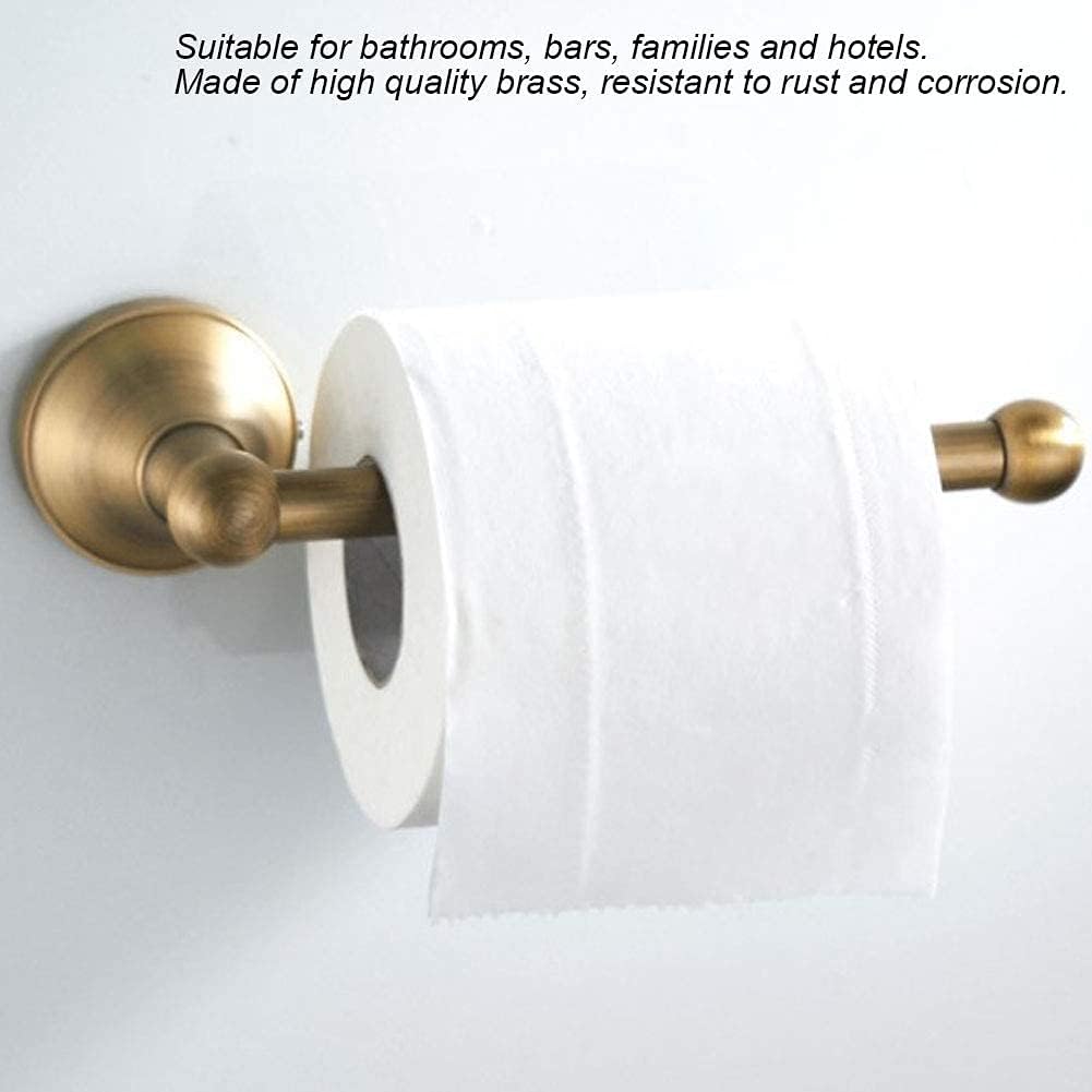 Gold Toilet Paper Holder, Free - Standing Bathroom Tissue Roll Holder for RV/Camper/Bathroom Organization, Brushed Gold Bathroom Hardware