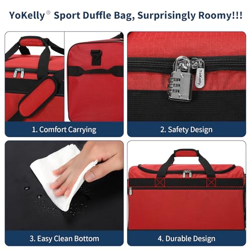 Image of 20 inch Sport Duffle Bag for Men, Red | 40L Gym Bag, Weekender Duffel Bag, Travel