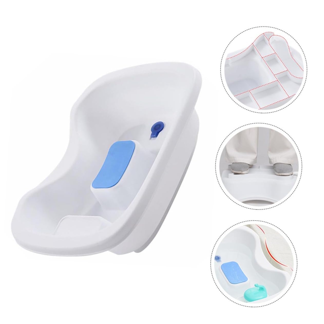 Ergonomisches Tragbares Haarwaschbecken aus Kunststoff mit Wasserablauf und Temperaturerkennung Geeignet für Erwachsene und Kinder Beim Sitzen und Liegen