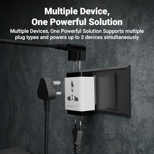 Image of Zebronics Power Plug 31 Power Extension Socket, 1440W Max, 6A Rated Input Current, Universal Sockets, Compact Design, Durable Build, Dual-Tone Finish (Pack of 2)