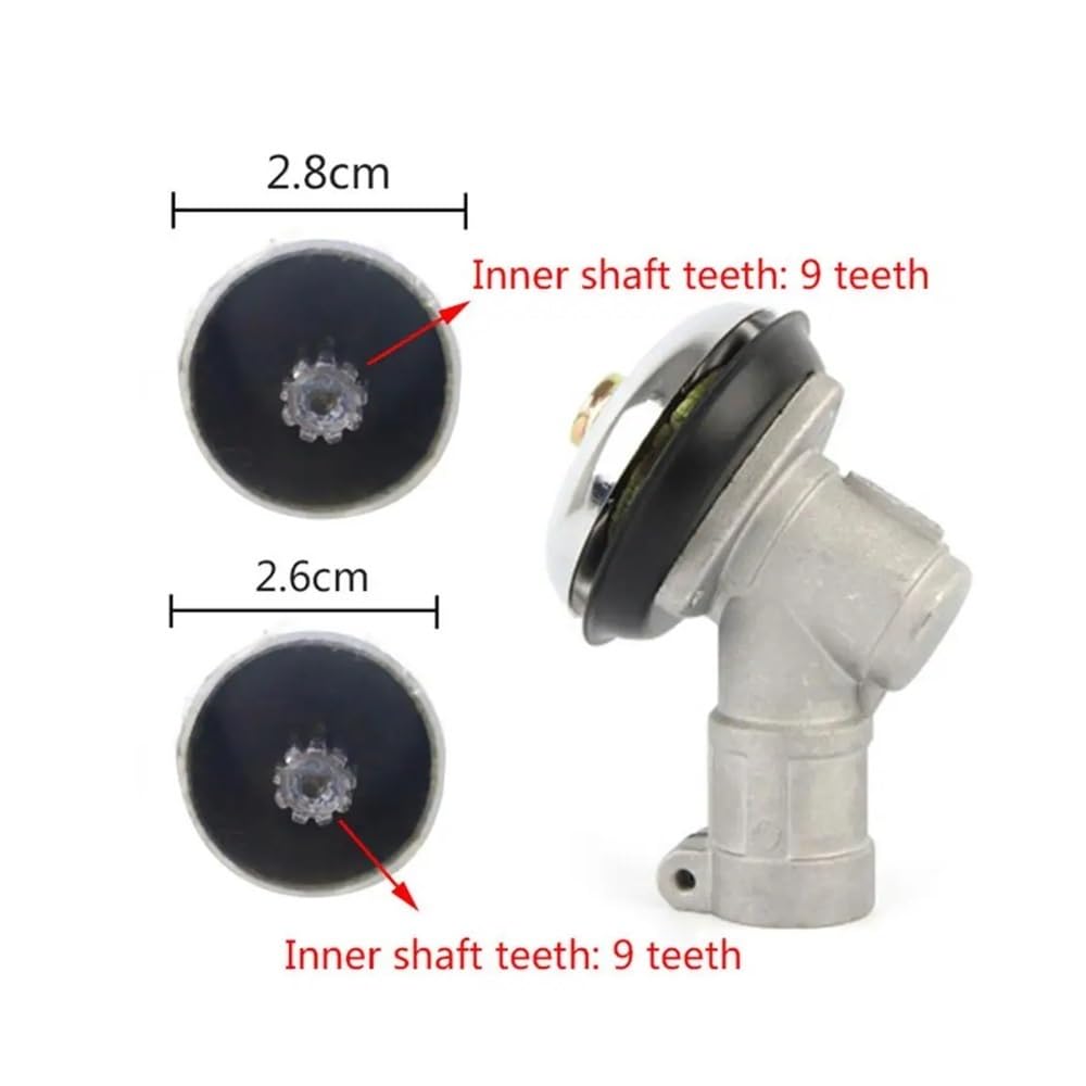 Caja de cabezal de engranaje duradera Compatible con desbrozadora GX35 y 40-5, cortadora de hilo, Compatible con ajuste de seto de 9 estrías de 26mm, 28mm accessory(26mm 9T)