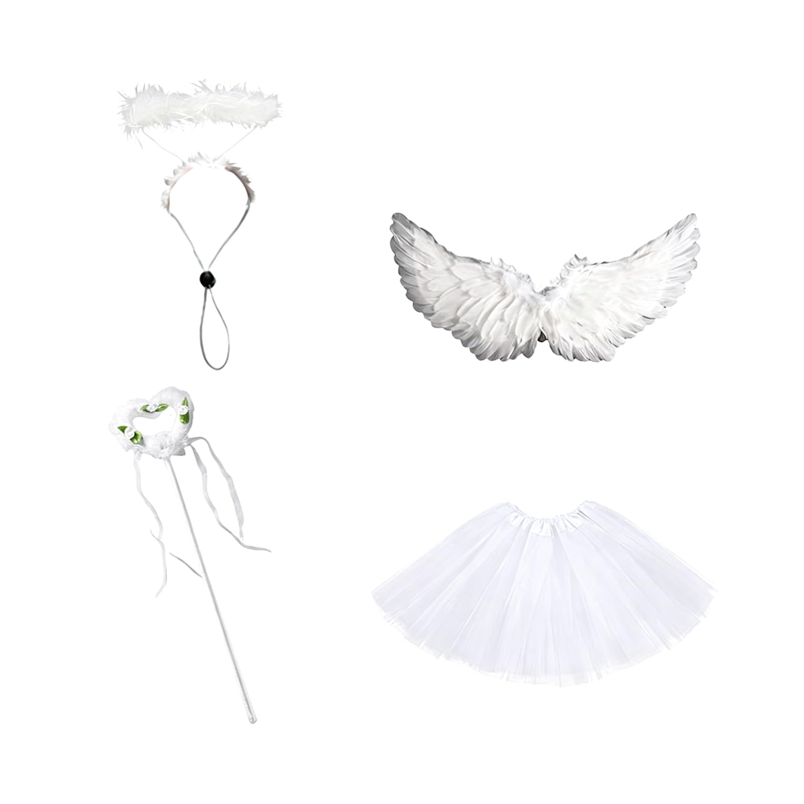Tsophreniq Fairy Wing Headband Geese Attire Accessory Set with Flowing Feathered for Themed Party Decorations Garden Geese Feathered Wing Set