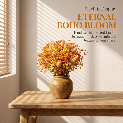 Ramo seco floral naranja y amarillo 17 pulgadas miniatura 5