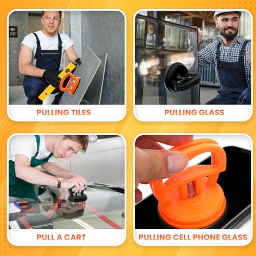 Image of Baderke 5 Packs Car Dent Puller, Dent Repair Kit: Puller Dent Suction Remover Tool with Rag and Sponge for Car Body Dent, Glass, Screen, Tiles & Lifting Objects Moving(Orange+Black+Orange)