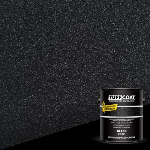 Image of Tuff Coat Medium Texture Rubberized Non-Skid Deck Coating - Textured Non-Slip Safety Surface for Pool Decks, Docks, Boat Ramps, Patios, Walkways & High-Traffic Areas (UT-201 Black 1-gallon)
