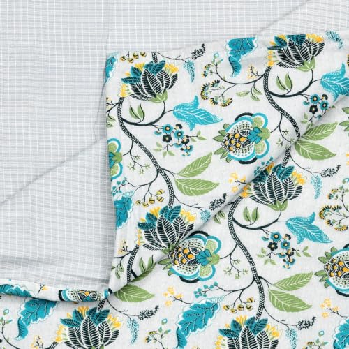 Image of Home Ecstasy 100% Cotton Mulmul Reversible Dohar for Double Bed 210 GSM (86 x 88 inches), Teal