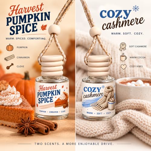 Image of Car Air Freshener, Harvest Pumpkin Spice & Cashmere Sweater, Made in USA
