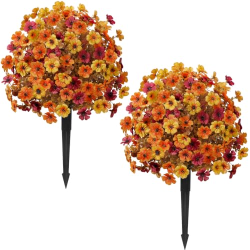 Alupssuc 2Pcs Artificial Fall Topiary Ball Flowers for Outdoors, Fake Plant