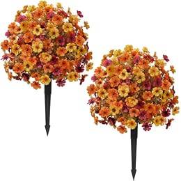 Alupssuc 2Pcs Artificial Fall Topiary Ball Flowers for Outdoors, Fake Plant