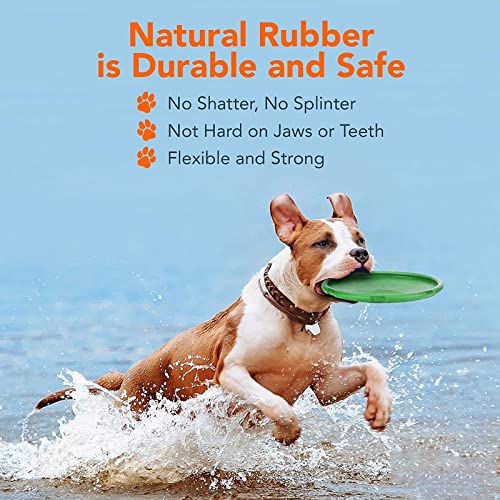 2Pcs Dog Frisbee, Frisbee Dog Toy, Dog Frisbee Indestructible, 7 Inch Flying Saucer Frisbee Dog Toy, 100% Non-toxic Rubber Frisbees, Dog Frisbee for Natural Rubber Training Pet Chew Toy(Green, Orange) - Image 4