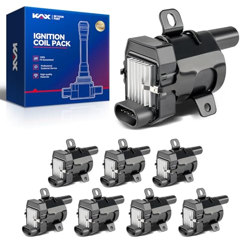 Image of KAX 8 Ignition Coils for Chevy Silverado 1500 Tahoe 5.3L V8 | Fits Silverado /Sierra 1500 /2500 /3500 /1500 HD /2500 HD /3500 HD, Suburban, Yukon ,Tahoe, Avalanche, Escalade, UF262