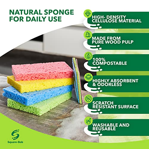 15 Pcs Compressed Sponges Kitchen Non-Scratch – Highly Absorbent Kitchen Sponges For Dishes Cleaning, Countertop, Sink, Car –Biodegradable, Quick Drying Cellulose Sponges - Assorted Colors #TOP6