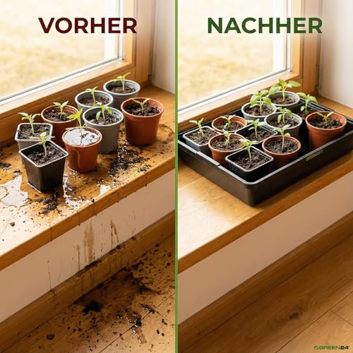 GREEN24 Profi Gewächshaus-Wanne XL565 wasserdicht für Pflanzen, Gewächshäuser und Garten, 56,5 x 41,5 x 8,5 cm, schwarz, für Innen und Außen