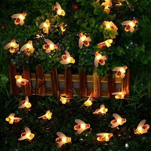JMEXSUSS Solar Bee Lights Outdoor Waterproof, 30.6FT 50 LED Solar Fairy Lights, 8 Modes Twinkle Light for Outside Garden Patio Yard Decorations