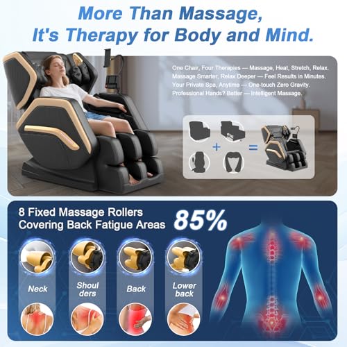 NAGLIFOR Massagesessel, Ganzkörper-Massagestuhl mit 14 Rollen, 8 Airbags Massage, Heizfunktion, Fußmassage, Bluetooth-Lautsprecher, Touch-Fernbedienung – Bild 5