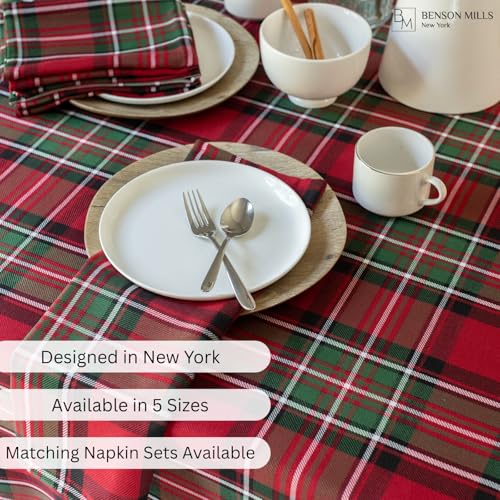 Benson Mills Holiday Plaid Yarn Dyed Fabric Table Cloth, Holiday, Winter, and Christmas Tablecloth (52" X 70" Rectangular, Red) – Image 4