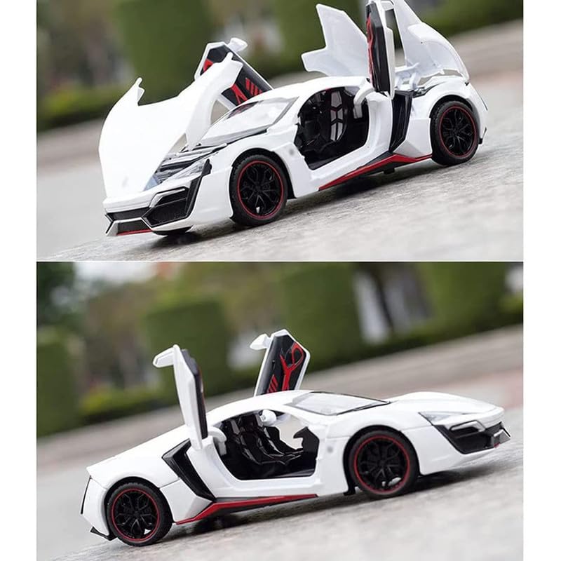 Image of New 1:24 Hyper Sport Diecast Alloy Metal Pull Back Car with Openable Doors Music Sound and Light Vehicle Toy Car for Kids Boys (Multicolor)