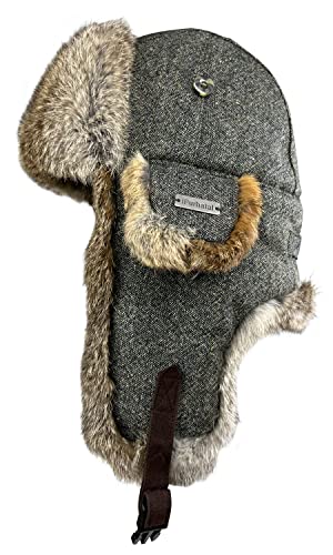 Real rabbit fur winter trapper hat for men and women