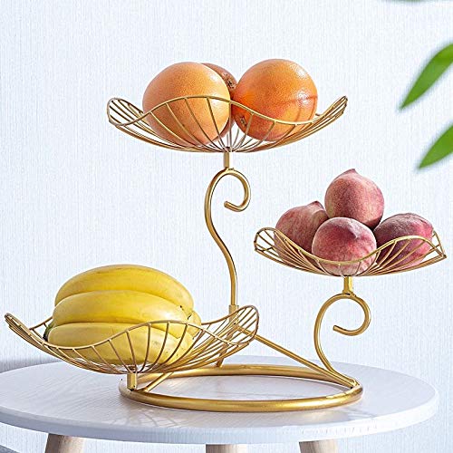 Landtom® 3-Tier Fruit Basket Holder Decorative Fruit Bowl Stand, Gold (Type A) #TOP2