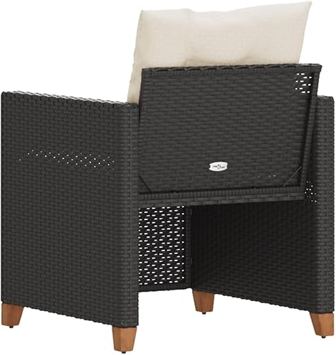 Miniatura 6 de Silla de patio con cojines, sillas de patio trasero de ratán de polietileno negro, sillas de exterior Sillas para Comedor silla de jardín para