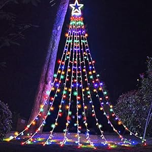 FUNIAO (New) Christmas Lights, Outdoor Christmas Decorations, 320 LED Waterfall String Lights, 8 Light Modes Chrsitmas…