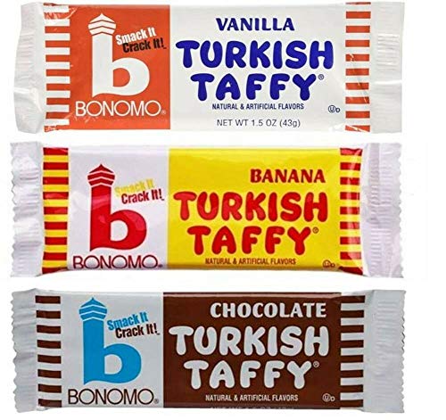 Bonomo Turkish Taffy Candy 3 Flavor 9 Bar Variety Bundle: (3) Bonomo Vanilla Turkish Taffy