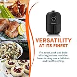 Elite Gourmet EAF-1121X Personal 1.1 Qt. Compact Space Saving Electric Hot Air Fryer Oil-Less Healthy Cooker, Timer & Temperature Controls, 1000W Black