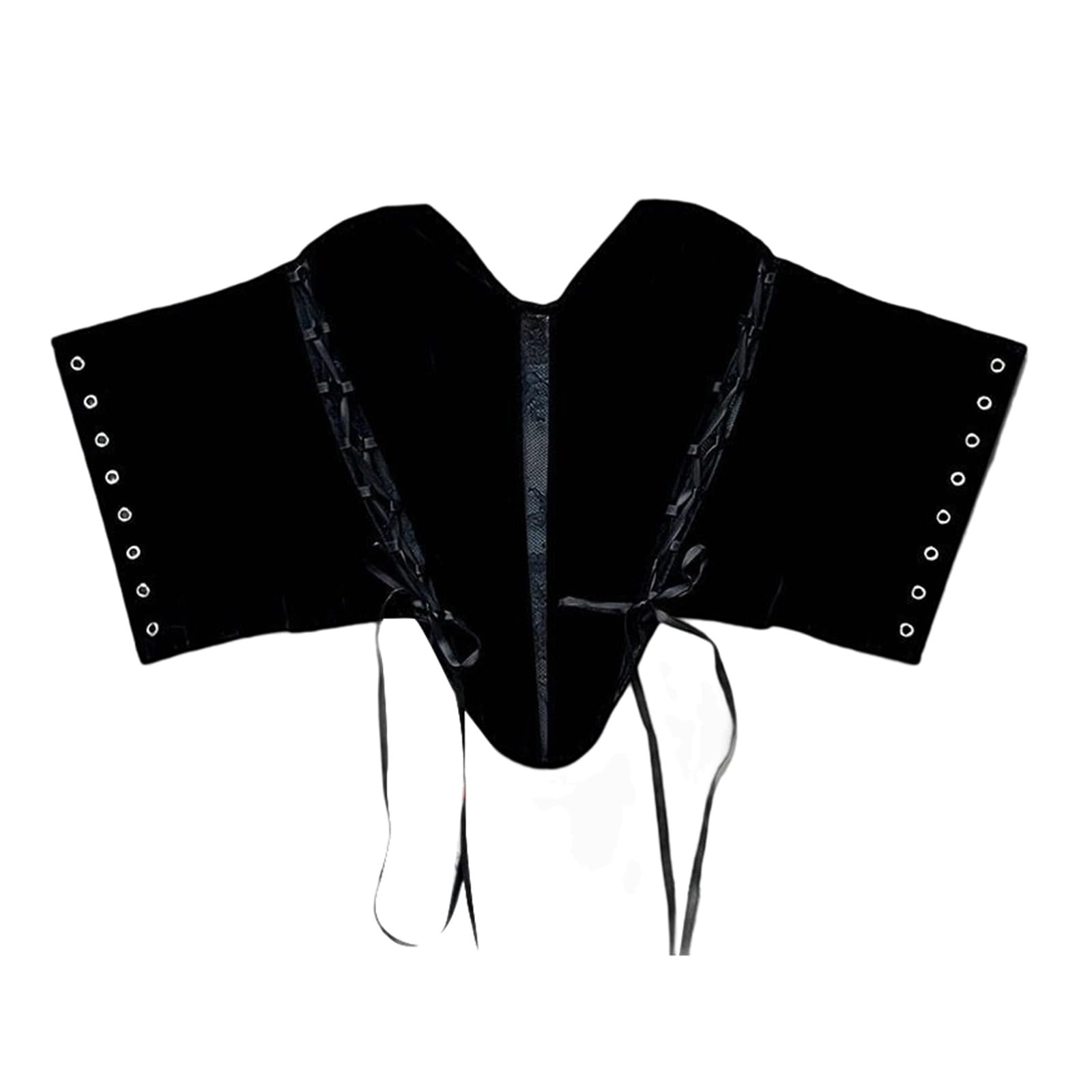 Corsetto da donna in velluto, pizzo e rete con stecche in acciaio