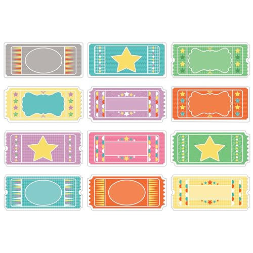 Image of Carson Dellosa - Up & Away Tickets Colorful Cut-Outs, Classroom Decor, 51 Pieces