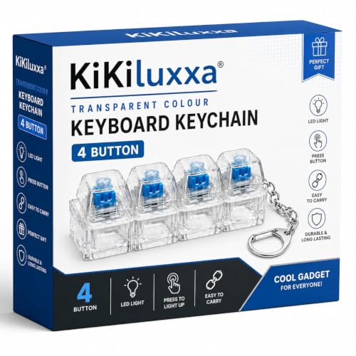 Image of KiKiluxxa Mechanical Switch Keyboard Keychain,Clicky Fidget Keychain with Multi Colour LED, Stress Relief Clicker, Portable EDC Keyring for Office, Travel & Daily Use -4B Multiclour