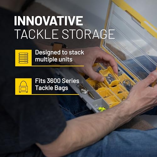 Image of Plano EDGE 3600 Terminal Tackle Storage, Gray and Yellow, Includes 10 Hook Retainers, Rustrictor Rust-Resistant Technology, Waterproof Premium Fishing Utility Box