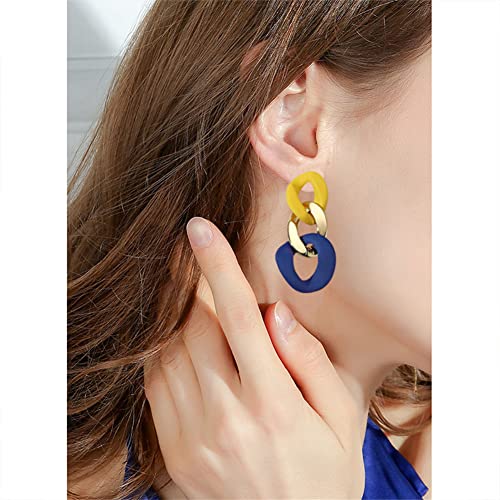 Charm Elegant Hollow Color Chain Acrylic Geometric Temperament Dangle Drop Earrings Bohemian Minimalist Hypoallergenic Jewelry Gift4