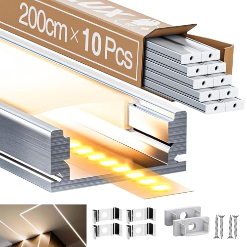 Perfil de aluminio para LED (10 unidades, 2 m, ancho...