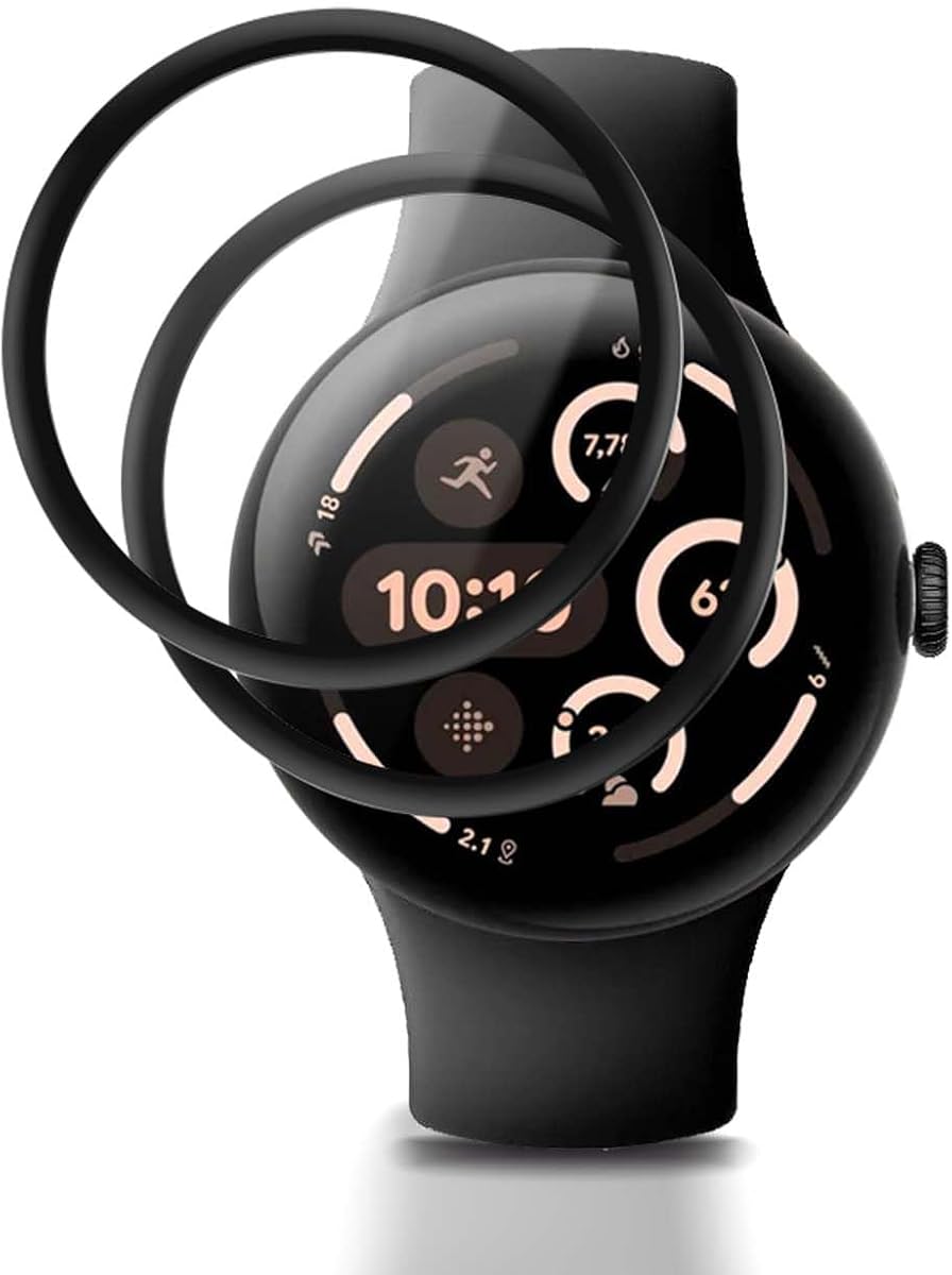 Paquete de 2 protectores de pantalla para Google Pixel Watch 4 de 45 mm, película protectora de cobertura de pantalla completa 3D para Google Pixel Watch 4 de 45 mm, claridad HD, antiarañazos, sin burbujas