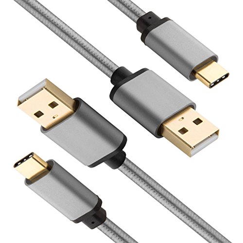 Galaxy S9/S8 Plus Charger, HI-CABLE USB Type C Cable 2-Pack 6Ft Braided USB C Fast Charger Cord for Samsung Galaxy S9/S8 Plus/Note 8, Moto Z/Z2, LG G6 G5 V20 V30, Google Pixel, Nintendo Switch (Gray)
