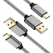 USB Type C Cable, (2-Pack, 6Ft) Long Braided Fast Charging Cord, HI-CABLE USB C to USB A Charger Cable for Samsung Galaxy S8/S8+/Note 8, Moto Z/Z2 Play, Google Pixel 2/2 XL, LG G6 G5 V20 V30 (Gray)