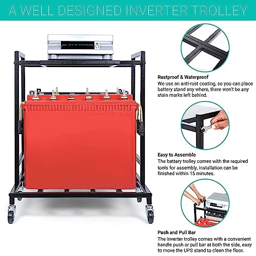 Image of Metal Inverter Trolley with Wheels (Double Inverter Trolley)
